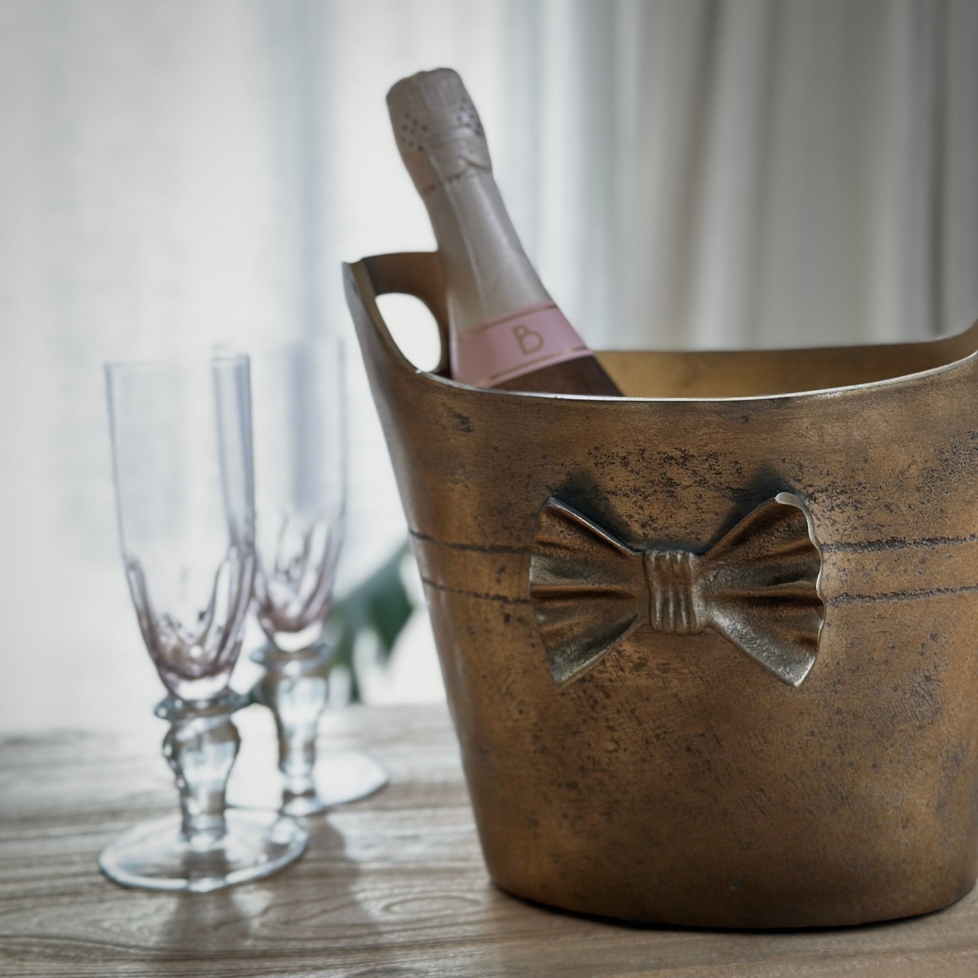 Champagne Ice Bucket | Gold Bow