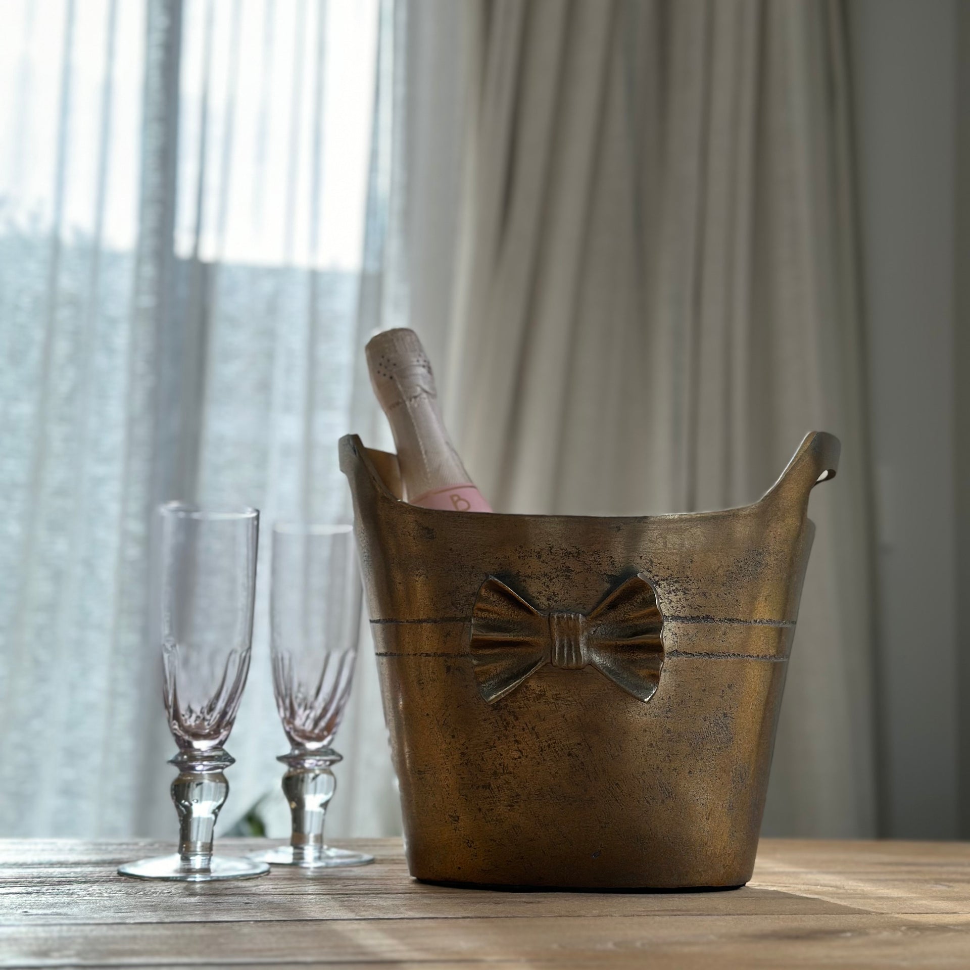 Champagne Ice Bucket | Gold Bow