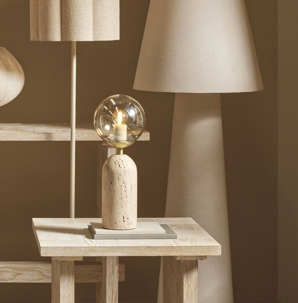 Table Lamp | Travertine Base