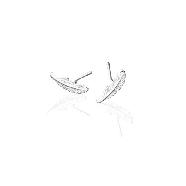 Sterling Silver Feather Stud Earrings